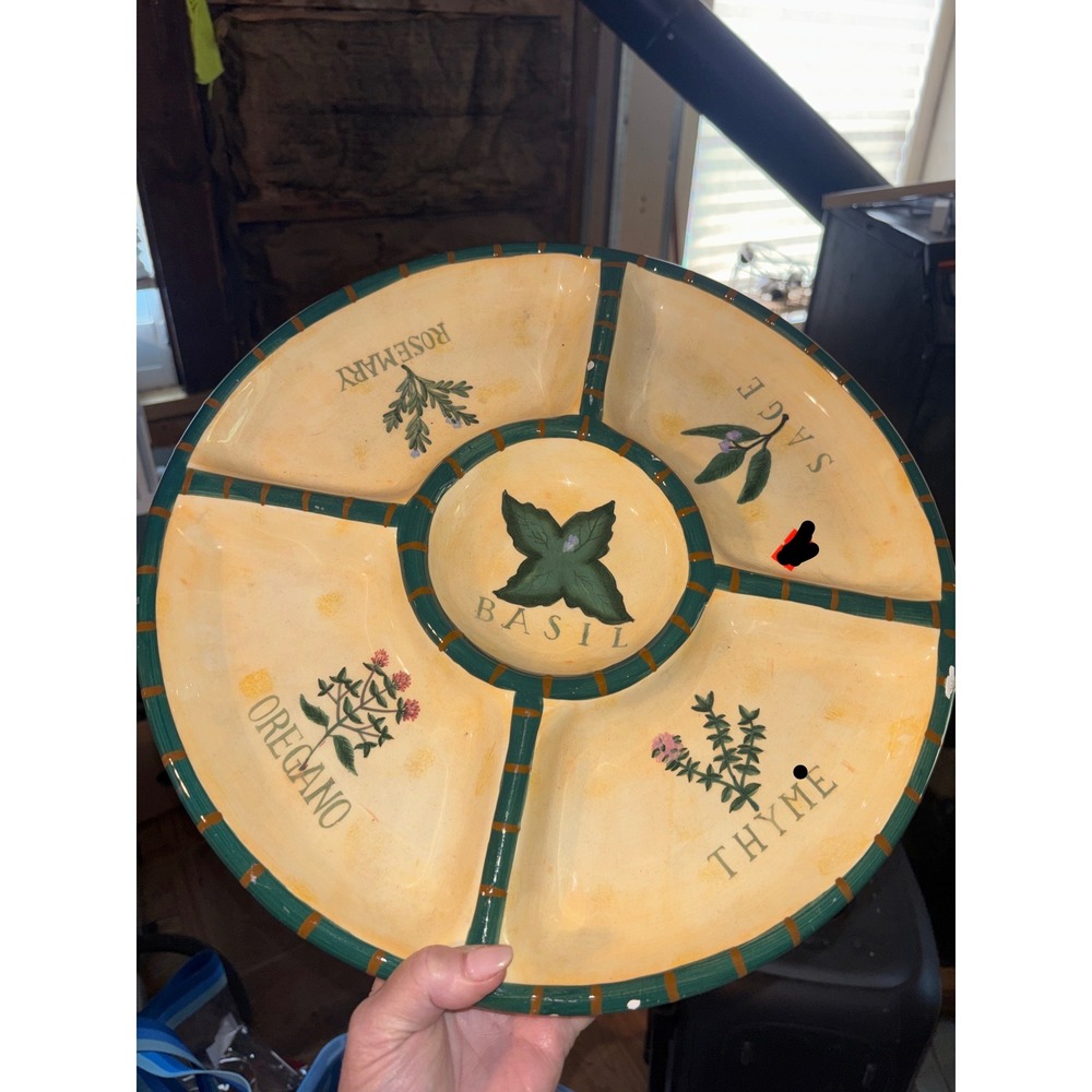 Certified International Jennifer Brinley Herb Garden Ceramic Chip Dip Platter